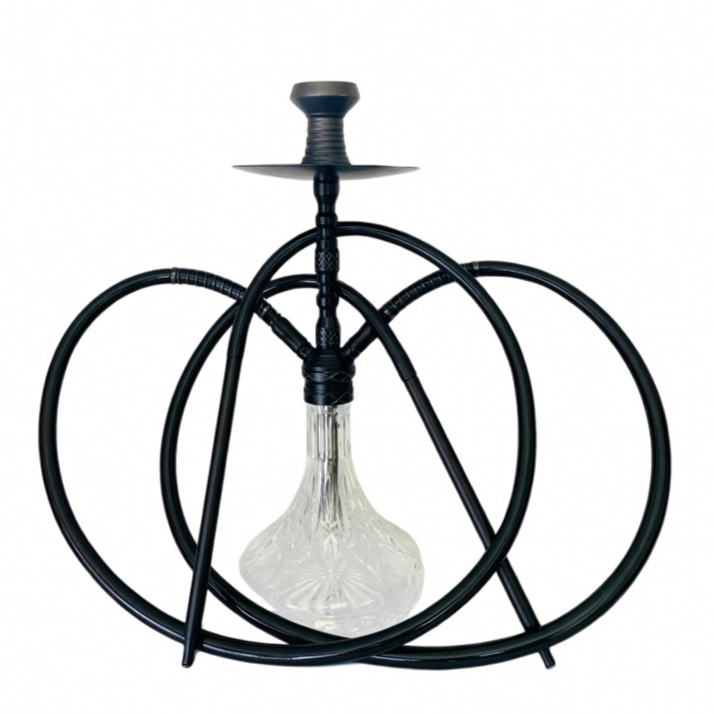 Hubbly Bubbly Amaren Premium Vintage Glass Hookah Large – 2 Pipes (PIP088- LBNAL7-2) Black