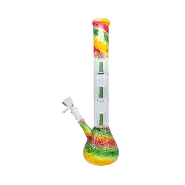 Glass Bong - Candy Rasta with Ice Catcher & 3x Percolator - 37.5cm