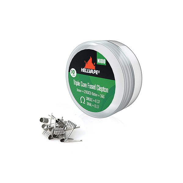 Hellvape NI80 Pre-Built Coils - Triple Core Fused Clapton - 10 Piece