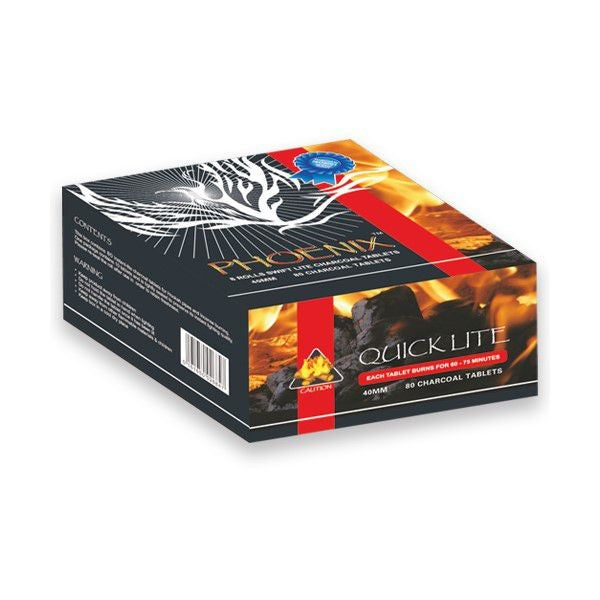 Phoenix Quick-lite 38mm Hookah Hubbly Bubbly Coals - 80 Piece