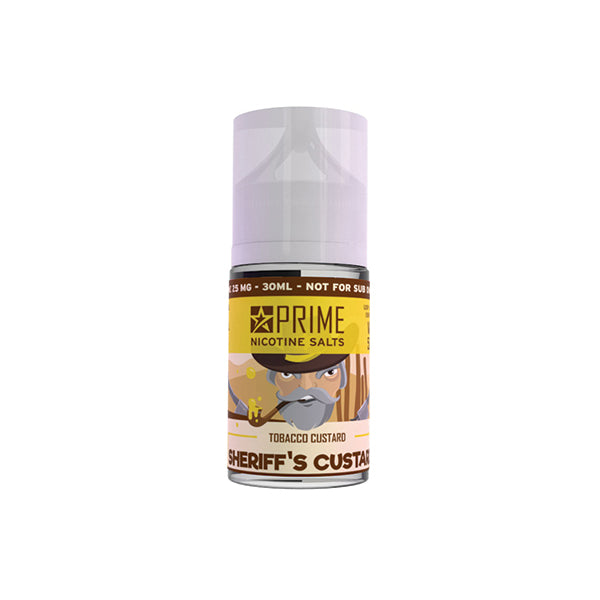 30ml Prime Nicotine Salts Vape Juice 25MG -Sheriff's Custard Tobacco
