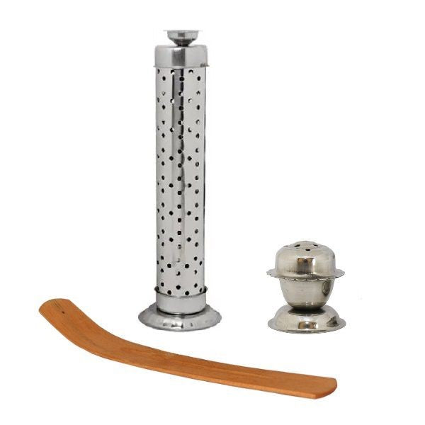 Puja Incense Tower with Mini Incense Stand and Wooden Holder - Basic Combo