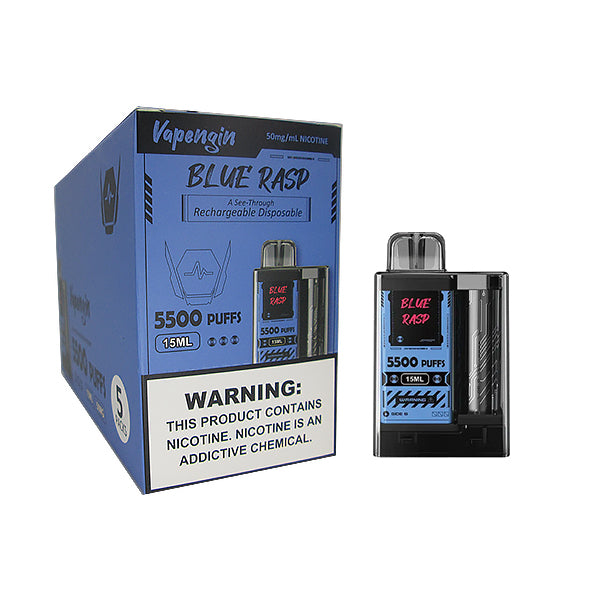 Vapengin Rechargeable Disposable Vape - Blue Raspberry -Box of 5