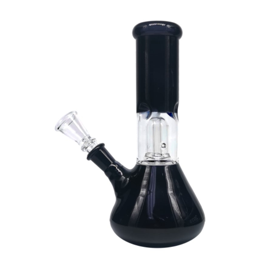 Glass Bong - Black & Clear with Ice Catcher & Percolator - 22cm - 345048