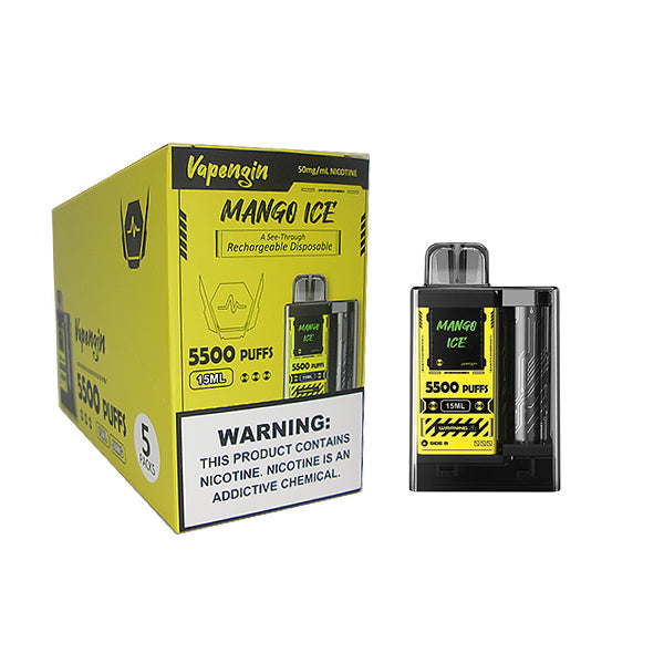 Vapengin Rechargeable Disposable Vape- Mango & Ice -Box of 5