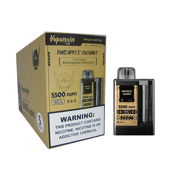 Vapengin Rechargeable Disposable Vape- Pineapple & Coconut -Box of 5