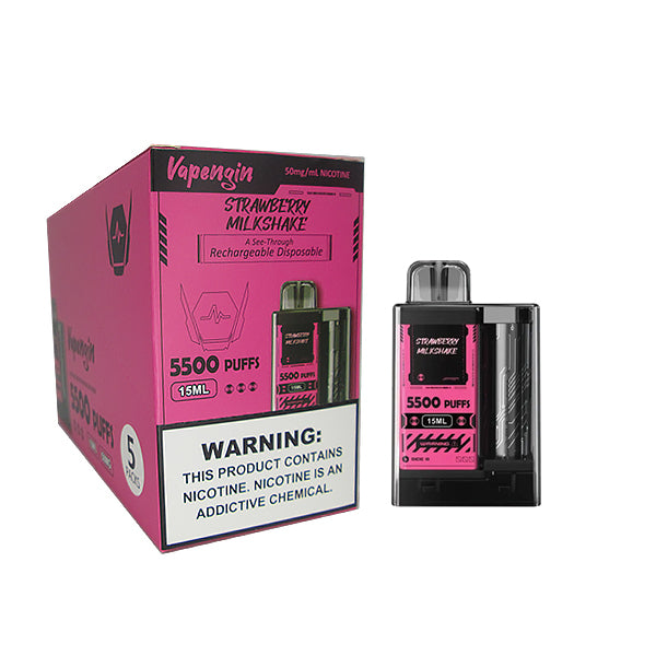 Vapengin Rechargeable Disposable Vape - Strawberry & Milkshake -Box of 5