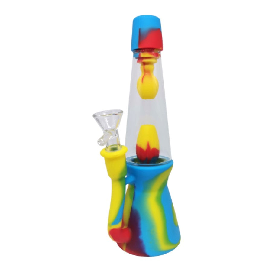 Silicone and Glass Bong - OG Rocket Shaped Rasta - 22cm