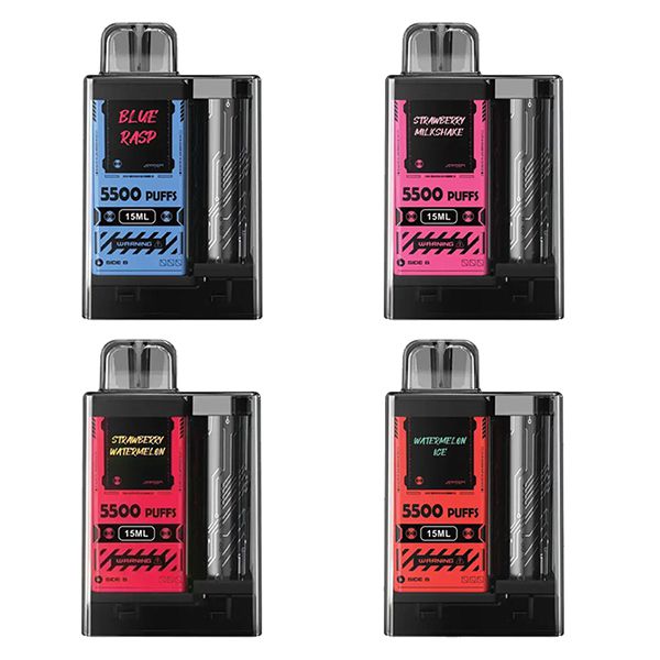 Vapengin Rechargeable Disposable Vape - 4 Flavour Combo - Blue Raspberry, Strawberry milkshake. Strawberry watermelon, Watermelon ice